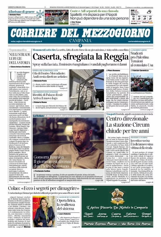 Prima-pagina-corriere del mezzogiorno-del-2024-05-16